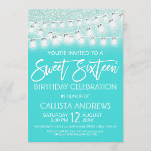 Invitation Turquoise Mason Jar String Lights Parties scintill