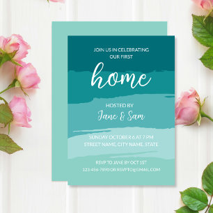 Invitation Turquoise Moderne Élégant New Home House House Fêt