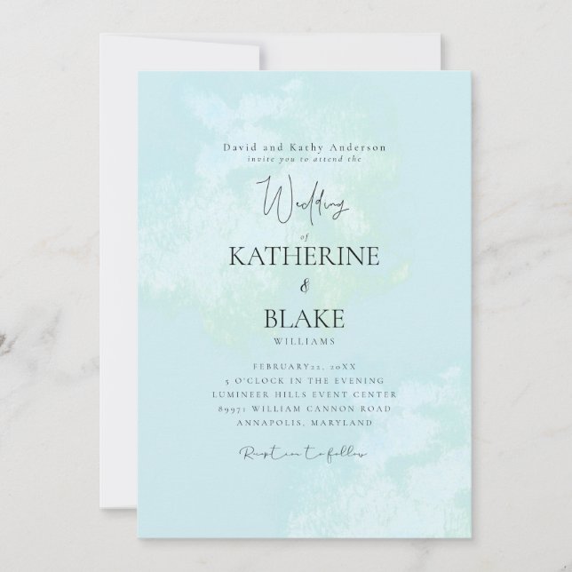 Invitation Turquoise Moderne Mariage parents mariés (Devant)