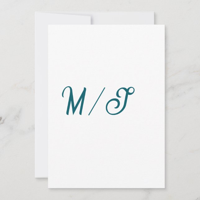 Invitation Turquoise monogramme nom de couple de mariage simp (Devant)
