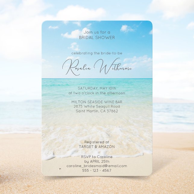 Invitation turquoise Ocean A Beach paradis douche nuptiale (Créateur téléchargé)