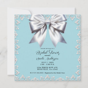 Invitation Turquoise Œuf de Rouge-gorge Bleu Grand Ruban Blan