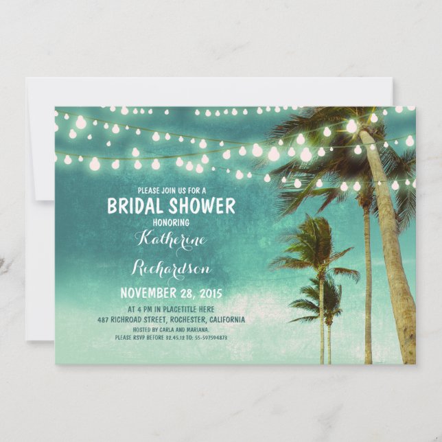Invitation turquoise ombre plage nuptiale lustre (Devant)