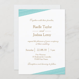 Invitation Turquoise or blanc gris gris mariage