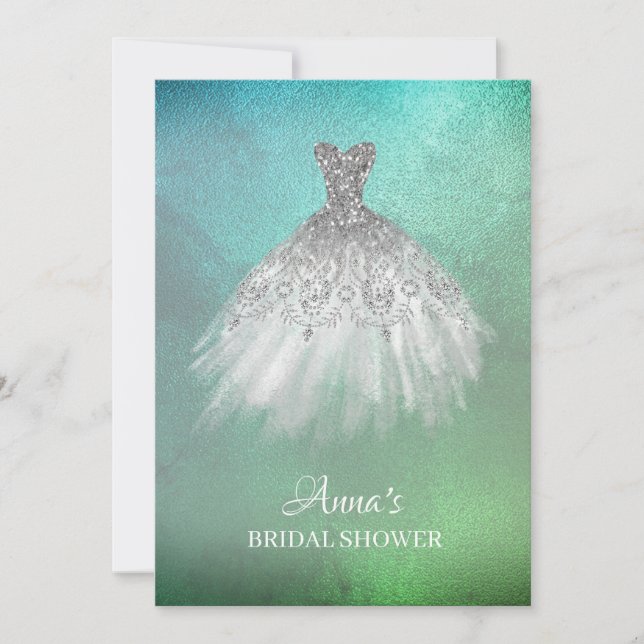 Invitation *~* Turquoise or blanc robe Fête des mariées (Devant)