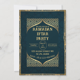 Invitation Turquoise & Or musulman islamique Ramadan Iftar Pa