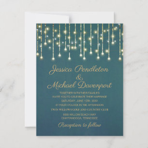 Invitation Turquoise or Parties scintillant chaîne Fairy Mari