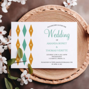 Invitation Turquoise Orange Diamond Star Mariage du milieu du