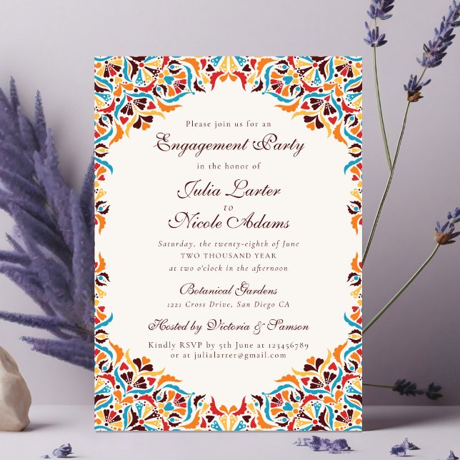 Invitation Turquoise Orange Fantaisiste Fleurs Mariage (Créateur téléchargé)