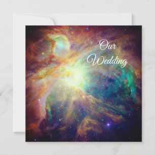 Invitation Turquoise Orion Nebula Space Photo Mariage cosmiqu