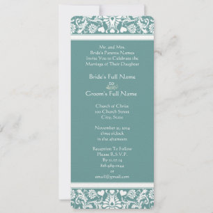 Invitation Turquoise ou n'importe quelle couleur Damask Faire