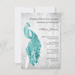 Invitation turquoise Peacock Bridal Shower