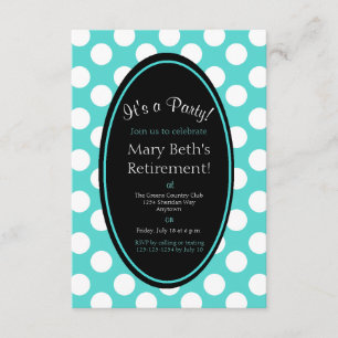 Invitation Turquoise Polka Dot Party personnalisée