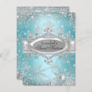 Invitation Turquoise Princess Winter Wonderland Sweet 16 Invi
