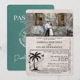 Invitation Turquoise Puerta Vallarta Mariage de passeport