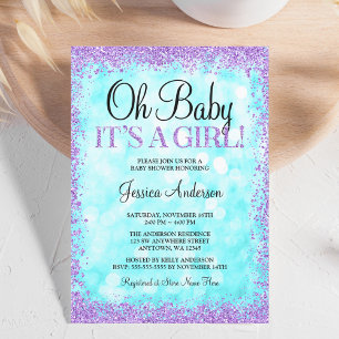 Invitation Turquoise Purple Faux Parties scintillant Lumières