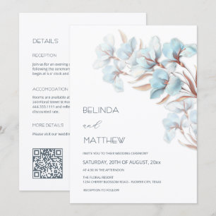 Invitation Turquoise Rose Gold Fleurs Mariage Casual