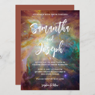 Invitation Turquoise rouille Orion Nebula Celestia Mariage