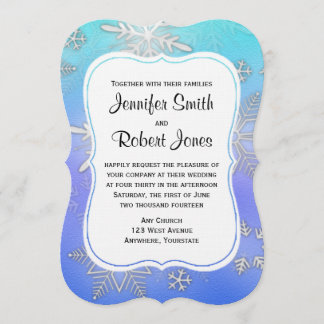 Invitation Turquoise Snowflake Bracket Hiver Mariage Invitati