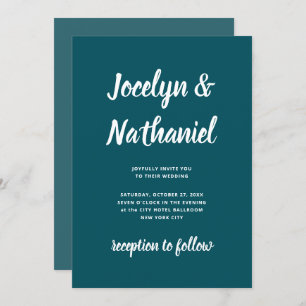 Invitation Turquoise sombre  Script simple et moderne