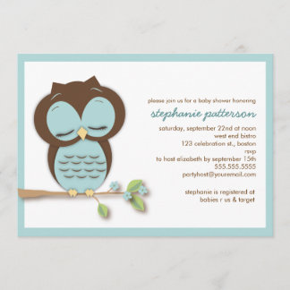 Invitation turquoise somnolente douce de baby