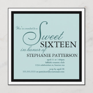 Invitation Turquoise Sweet sixteen élégante