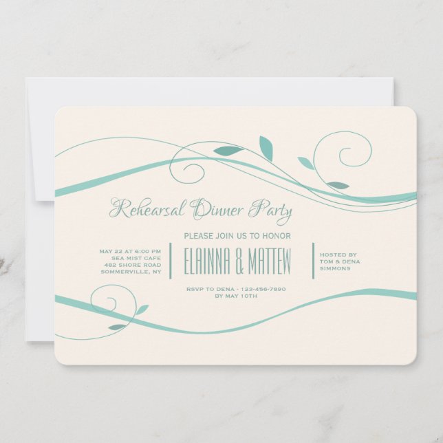 Invitation Turquoise Swirls (Devant)