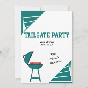 Invitation Turquoise Tailgate Ribs Wings Dancing Party