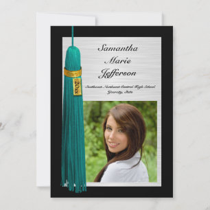 Invitation Turquoise Tassel avec la fête de la graduation pho