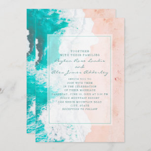 Invitation Turquoise tropical White Brown Ocean Beach Mariage