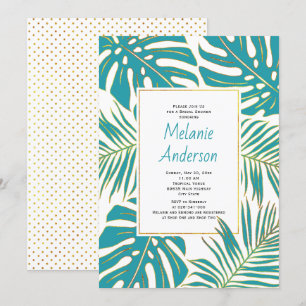 Invitation Turquoise tropicale feuille mariage nuptiale