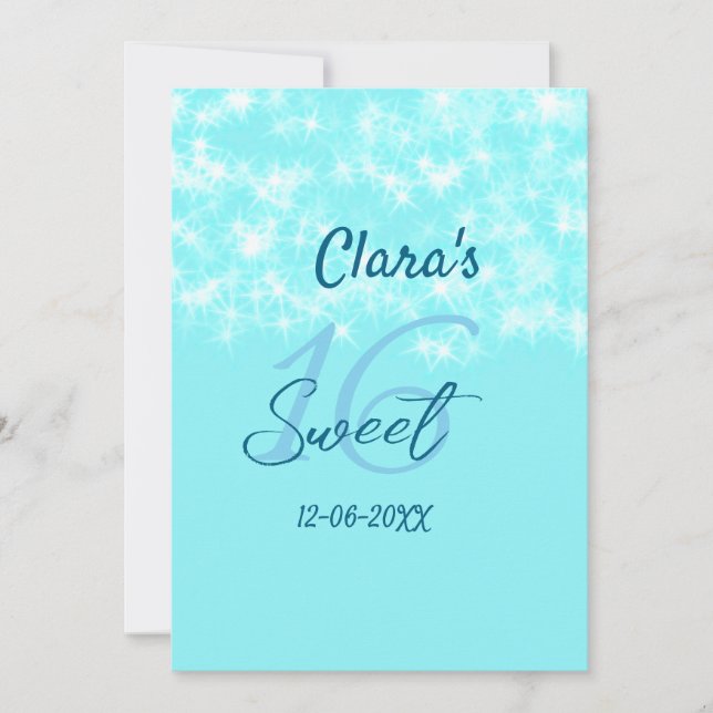 Invitation Turquoise turquoise agate doux 16 anniversaire ajo (Devant)