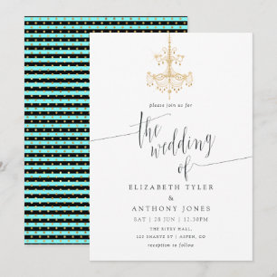 Invitation Turquoise - Turquoise et Gold Chic Paris Mariage