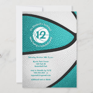 Invitation turquoise turquoise filles basket-ball