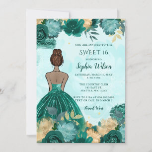 Invitation Turquoise Turquoise Or Floral Princess Sweet 16