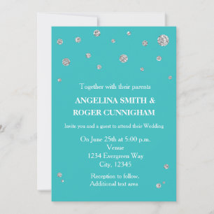Invitation Turquoise Turquoise Parties scintillant argent Mar