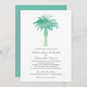 Invitation Turquoise vert aquarelle Palm Tree Mariage