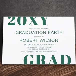 Invitation Turquoise Vert Blanc Gras Typographie Partie de gr
