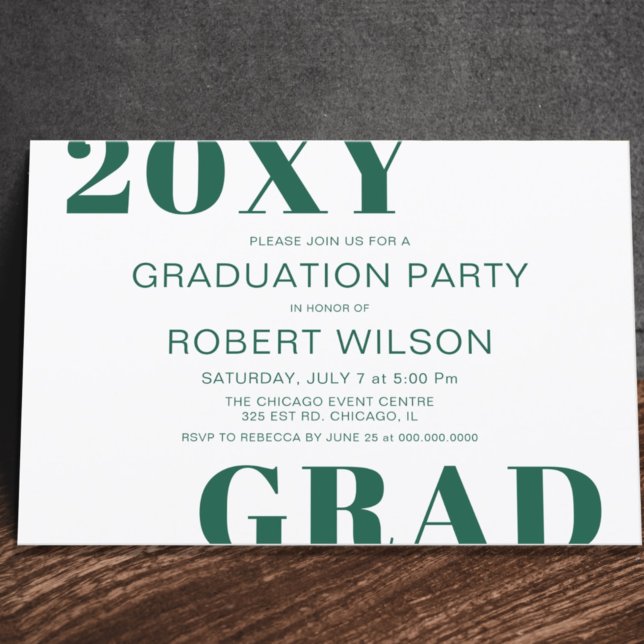 Invitation Turquoise Vert Blanc Gras Typographie Partie de gr (Créateur téléchargé)