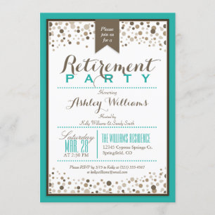 Invitation Turquoise Vert, Blanc, Taupe Parti de retraite mod