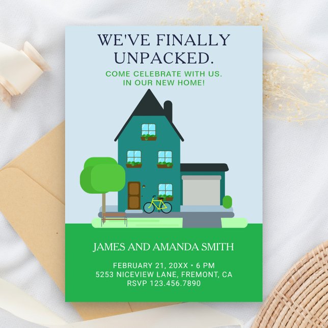 Invitation Turquoise Vert moderne Accueil Réchauffement de ma (Créateur téléchargé)