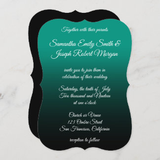 Invitation Turquoise vert noir Ombre Elegant Mariage de calli