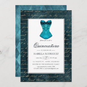 Invitation Turquoise vintage - Masquerade Turquoise Quinceañe