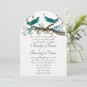 Invitation Turquoise Vintage Oiseaux extra Turquoise Mariage 