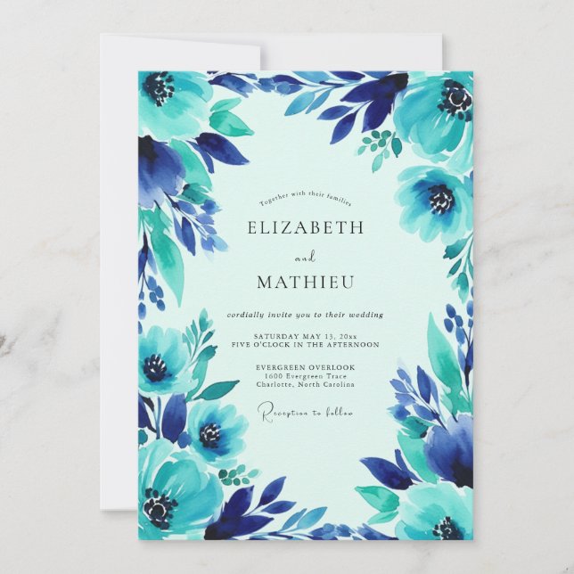 Invitation Turquoise Vivid Coastal Wedding (Devant)