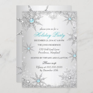 Invitation Turquoise Winter Wonderland Noël Fête 4a