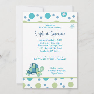 Invitation Turtle Bay 5x7 Baby shower tendance Mod Dot