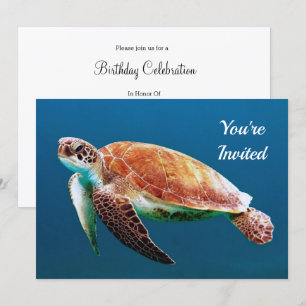 Invitation Turtle Blue Water Photo Anniversaire