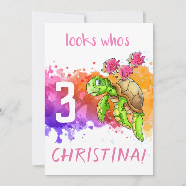 Invitation Turtle Card Purple (Devant)