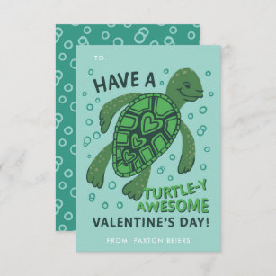Invitation Turtle Classroom Valentine's Exchange Card